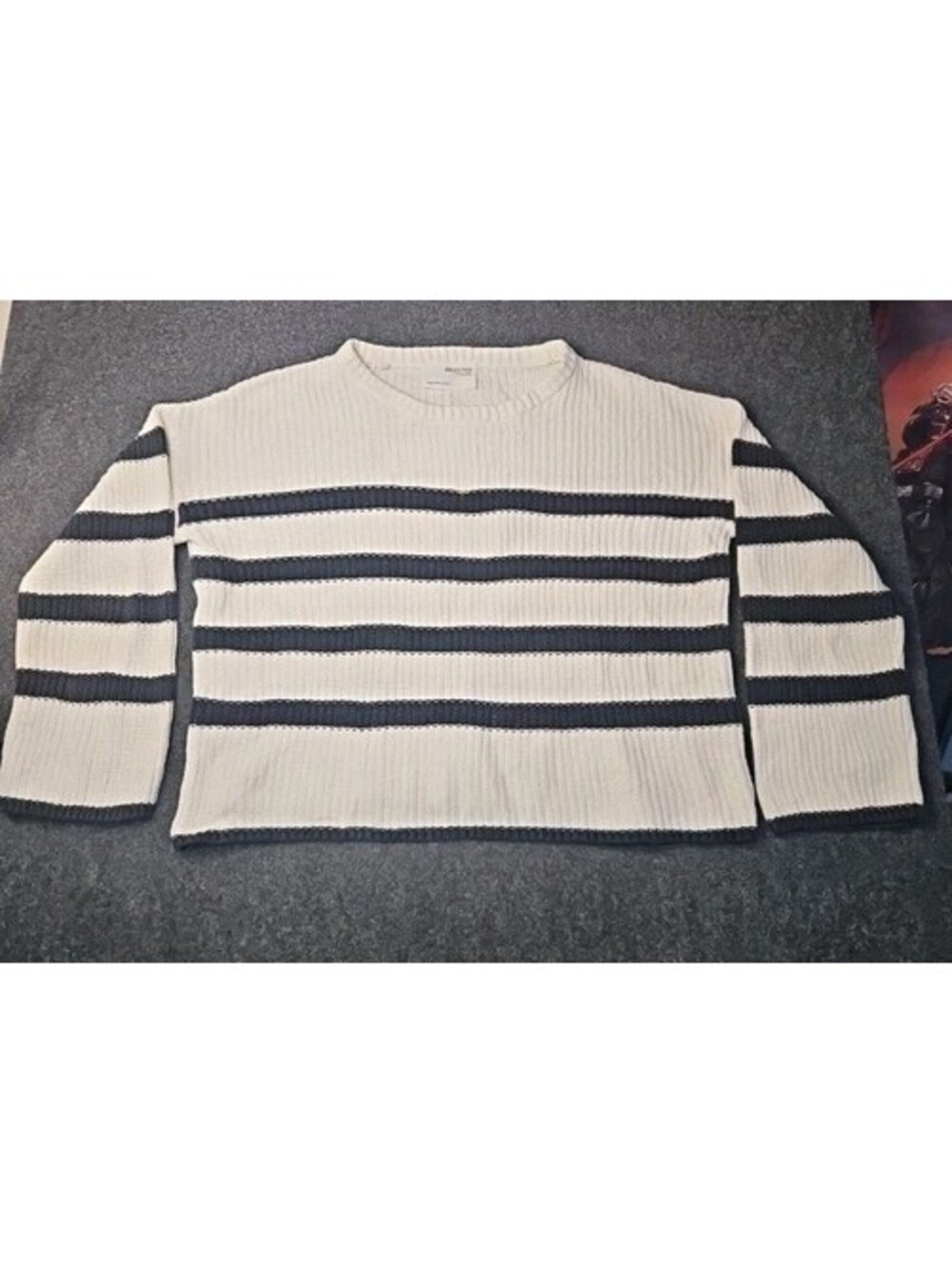 Selected Femme Bloomie Knit Oversized Striped Jumper Sweater 60% Cotton Ribbed